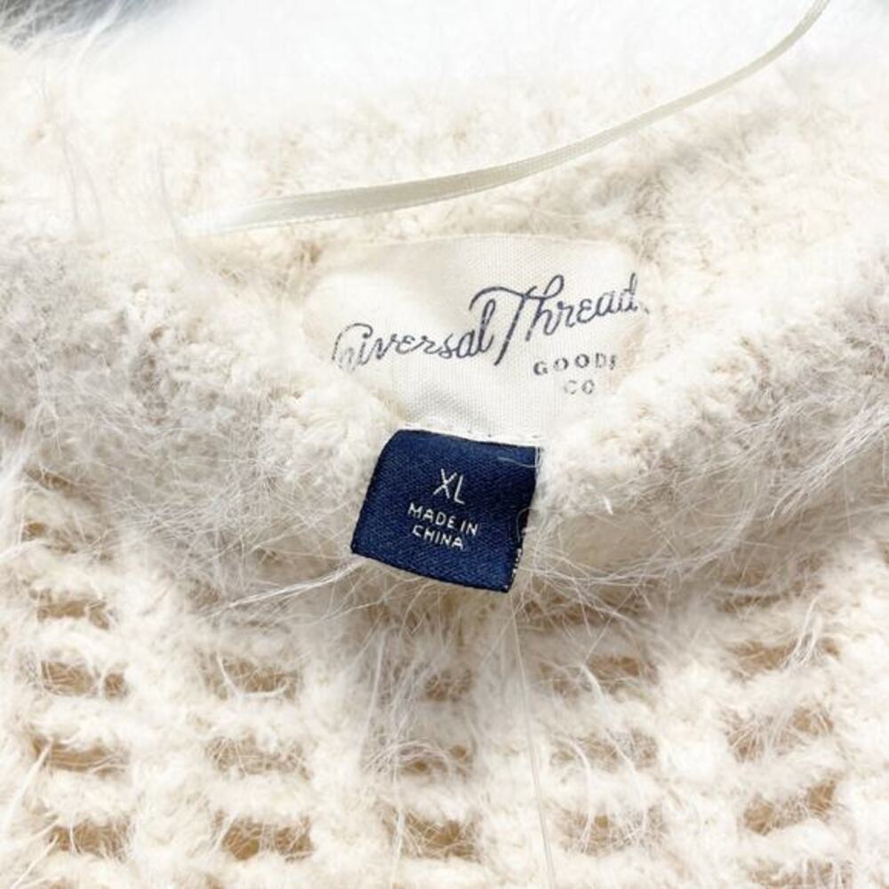 Universal Thread Women's Crewneck Openwork Pullover Sweater Cream Size XL - Picture 6 of 6